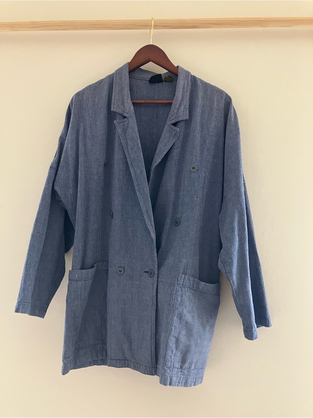 Vintage Liz Claiborne blue double breasted cotton blazer size 8
